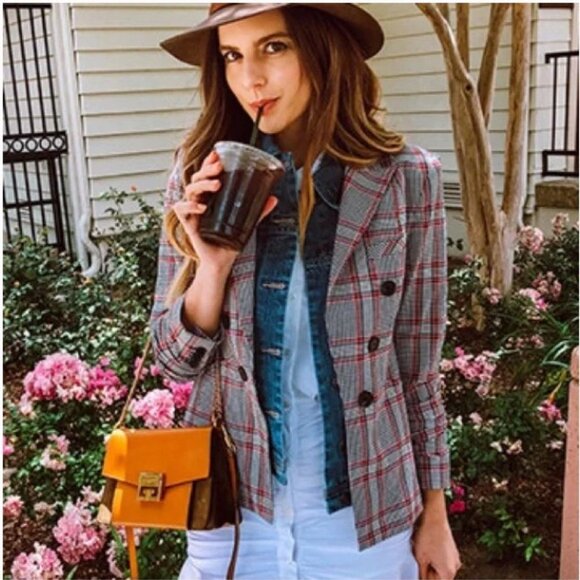 Veronica Beard Caldwell Plaid Dickey Blazer Jacket Size 8 - Picture 1 of 13